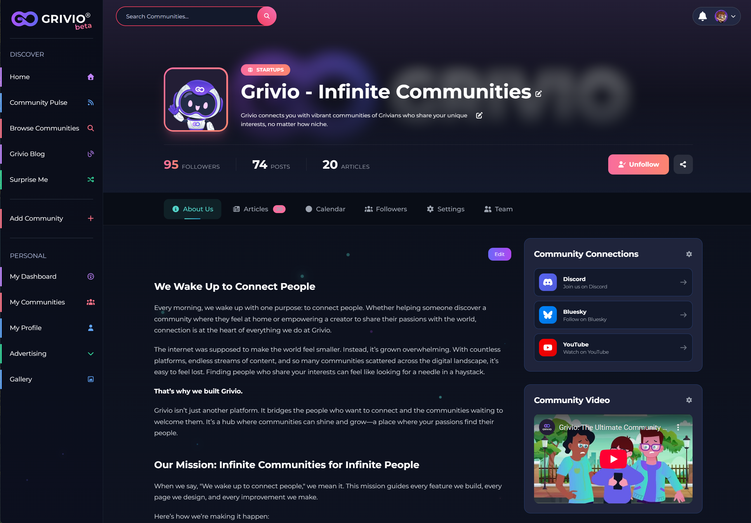Post image from Grivio - Infinite Communities