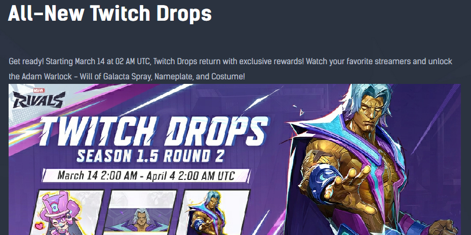 Free Adam Warlock Skin (Twitch Drops)