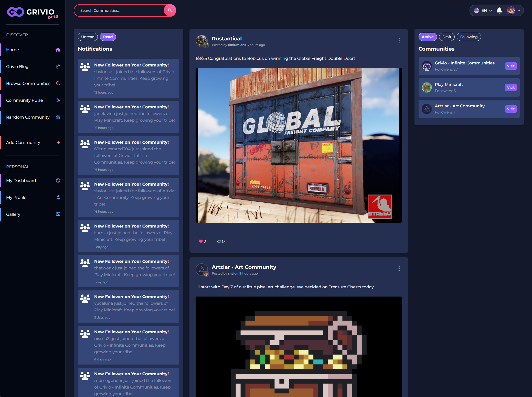 Post image from Grivio - Infinite Communities