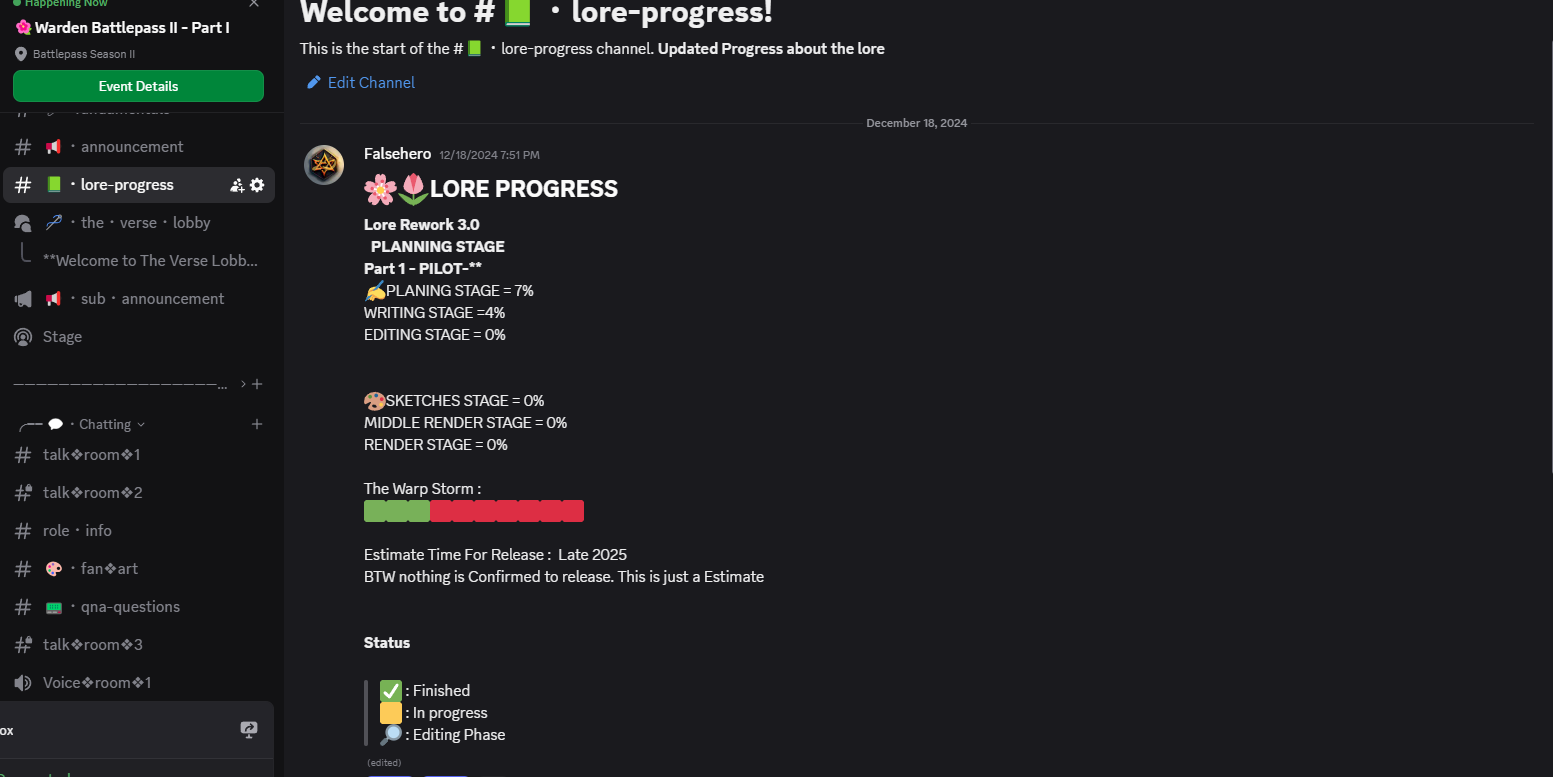 Update log 1# - Lore 3.0 Rework